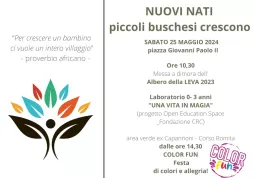 Sabato 25 marzo, nel parco del Maira in piazza Giovanni Paolo II alle ore 10.30  “Nuovi nati. Piccoli buschesi crescono”